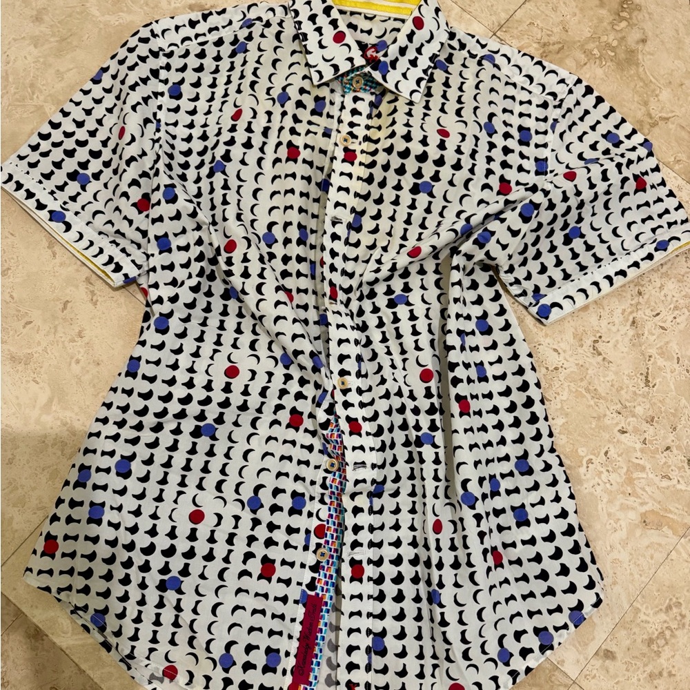 Patterned Short Sleeve Button-Up Shirt